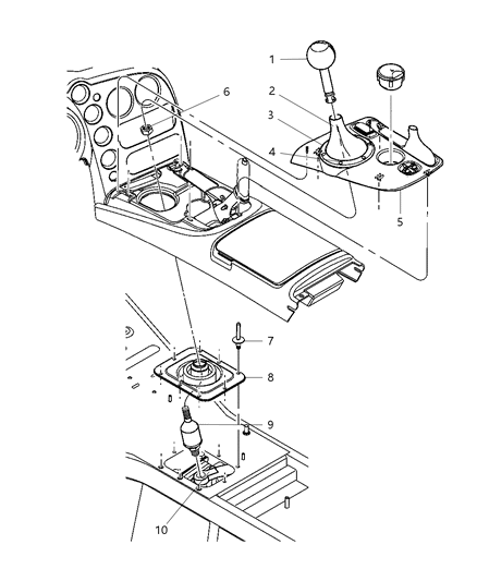 2008 Dodge Viper Bezel Console Shifter Diagram for XP181D5AA