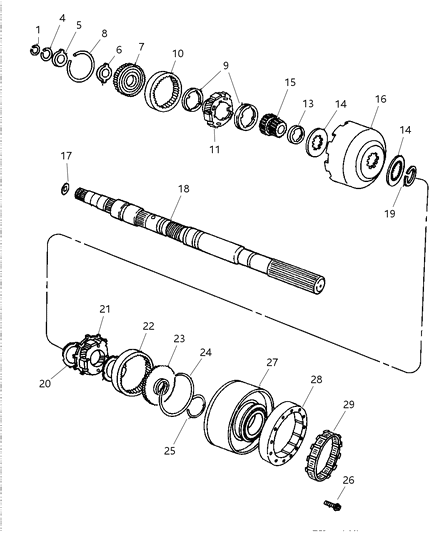 1999 Dodge Ram Wagon Gear Train - Output Shaft Diagram