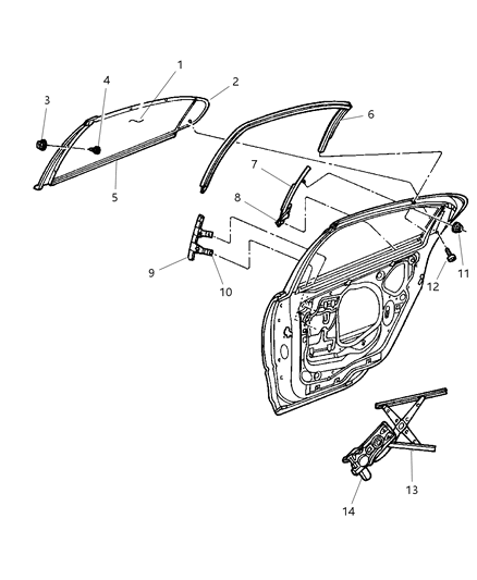 2001 Dodge Intrepid Regulator Rear Door Window Diagram for 4574101AL