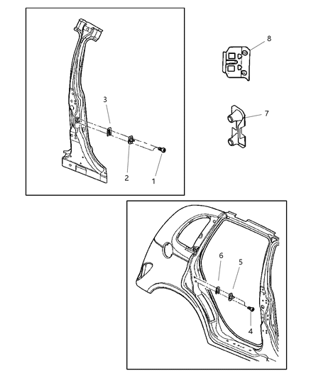 2003 Chrysler PT Cruiser Striker Front & Rear Doors Diagram