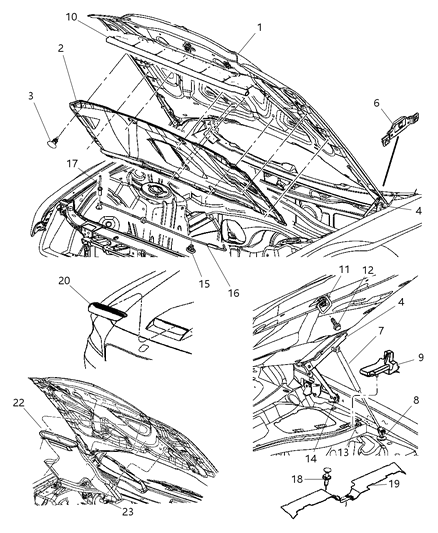 2006 Dodge Charger Hinge, Front Passenger Side Diagram for 5065264AH