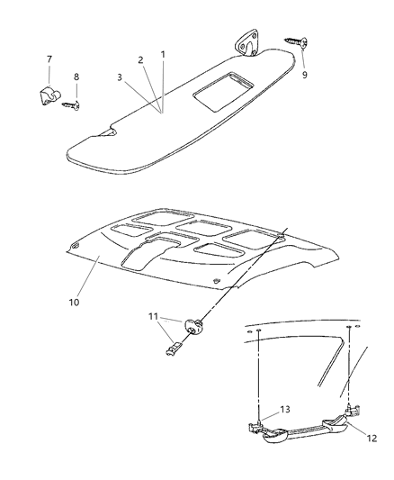 1998 Dodge Ram 2500 Sunvisor Diagram for 5ES01TL2AC
