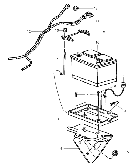 2002 Dodge Ram Van Tray Battery Diagram for BA027750EX