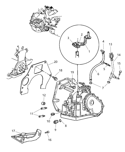 1999 Dodge Caravan Transaxle Mounting & Miscellaneous Parts Diagram 1 - Thumbnail
