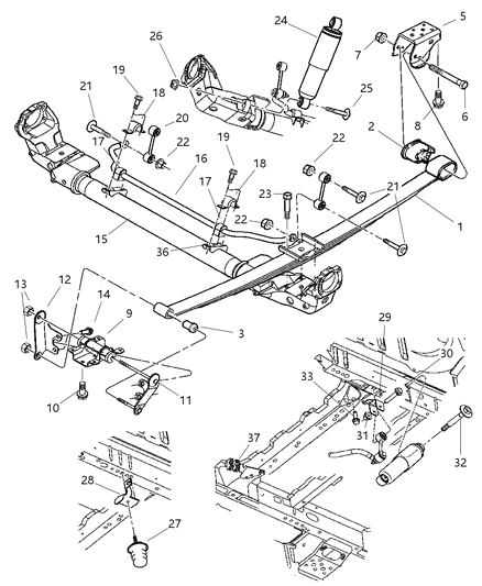 2002 Chrysler Town & Country Stabilizer Bar Bracket Diagram for 5006131AA