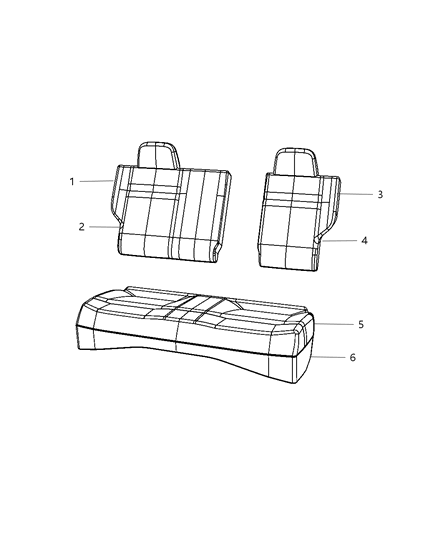 2009 Dodge Caliber Cover Rear Seat Back 60% Side Diagram for 1LY451DVAA
