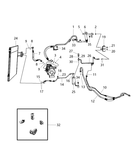 2008 Dodge Grand Caravan Pressure Line Seal, Orange Diagram for 68031968AA