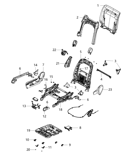 2018 Jeep Grand Cherokee Panel Front Seat Back Diagram for 1UP052X9AC