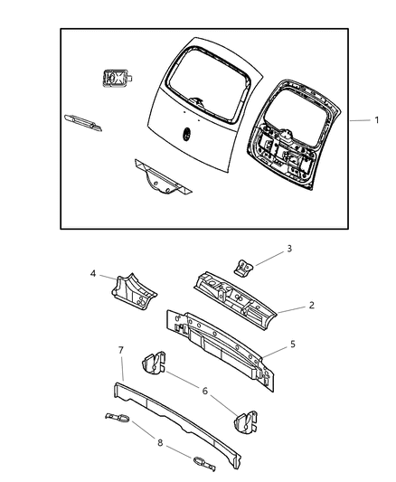 2002 Chrysler PT Cruiser Handle Liftgate Diagram for TH29WS2AG