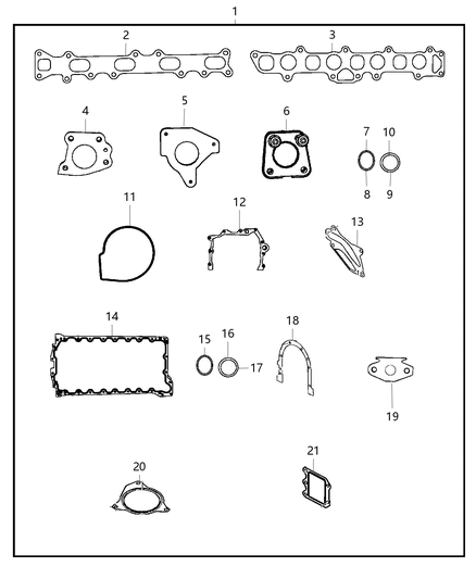 2018 Jeep Wrangler JK (Previous-generation) Engine Gasket / Install Kits Diagram 1 - Thumbnail