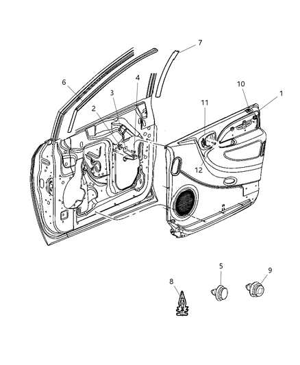 2005 Chrysler Town & Country Panel Front Door Trim Diagram for SK341D5AG