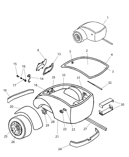 2002 Chrysler Prowler Tail Lamp Assembly Diagram for 4897364AB