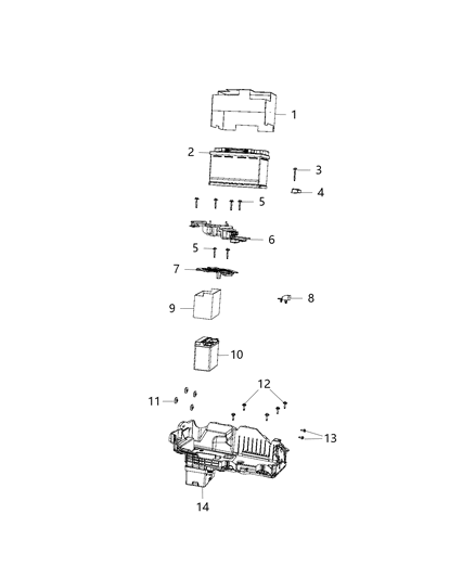 2018 Jeep Wrangler All-new Model Battery, Battery Tray, And Support Diagram