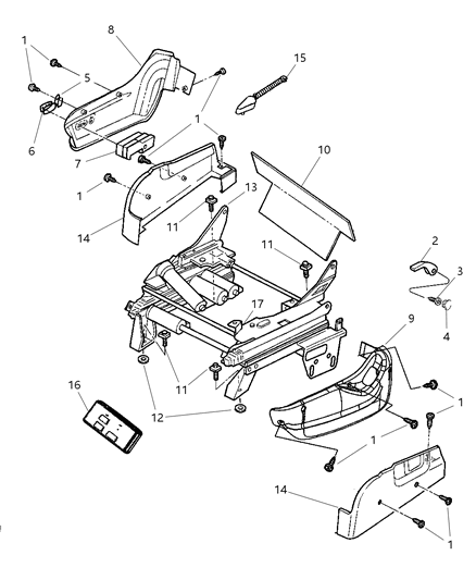 2006 Dodge Caravan Front Seat - Attaching Parts Diagram 2 - Thumbnail
