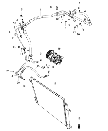 2017 Chrysler Pacifica Line A/C Suction & Discharge Diagram for 68227749AC