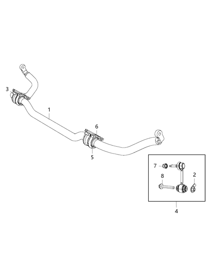 2016 Jeep Grand Cherokee Stabilizer Bar Front Diagram for 68252205AB