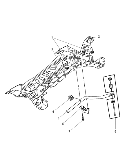 2006 Chrysler PT Cruiser Sway Bar - Front & Suspension Crossmember Diagram