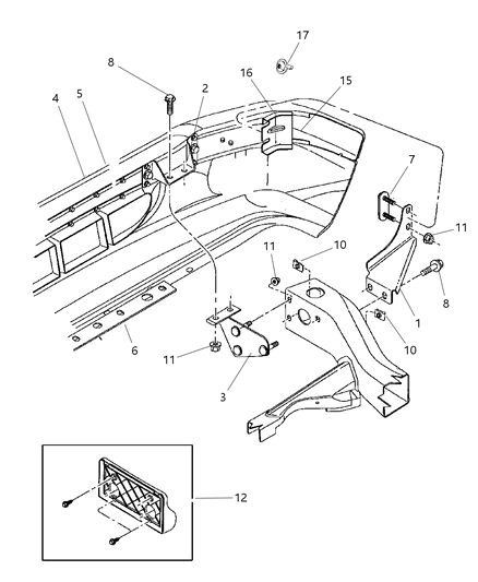2001 Dodge Dakota Face Bar, Front Diagram for 55255845