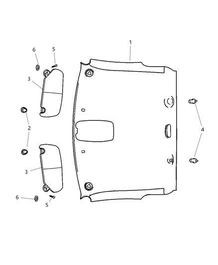 2002 Dodge Ram 1500 Sunvisor, Passenger Side Diagram for WF20TL2AA
