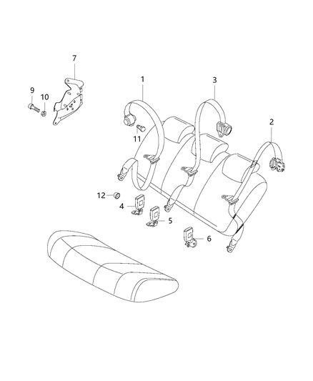 2017 Ram ProMaster City Center Buckle, Rear Diagram for 5YH29LXHAA