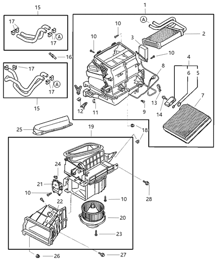 2005 Chrysler Sebring Coupe Heater & A/C Unit Diagram
