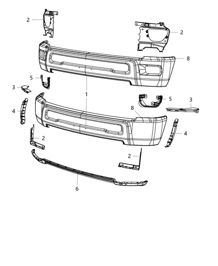 2015 Ram 3500 Pickup Bumper, Front Diagram