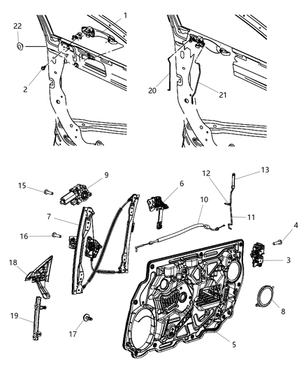 2014 Chrysler 200 Window Regulator, Front Passenger Side Diagram for 68027864AB