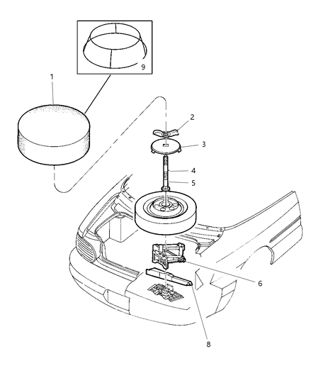1997 Chrysler Sebring Label, Compact Spare Wheel Diagram for 4472491
