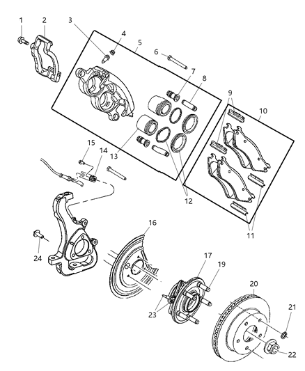 2005 Dodge Ram 1500 Rotor Brake Front Diagram for 52010080AE