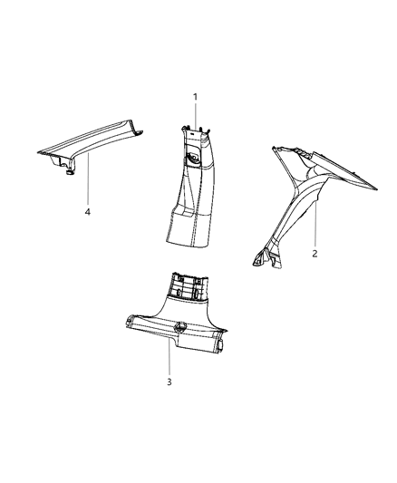 2012 Dodge Dart Center Pillar Trim, Lower Driver Side Diagram for 1SX23DX9AB