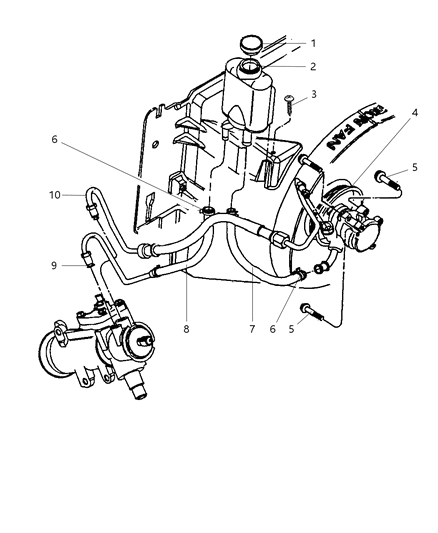 2001 Jeep Wrangler Power Steering Hoses And Reservoir Diagram 1 - Thumbnail