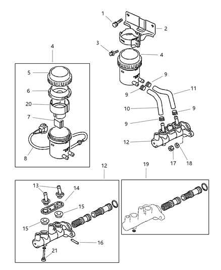 1998 Dodge Avenger Diaphragm, Brake Fluid Reservoir Diagram for MB895813