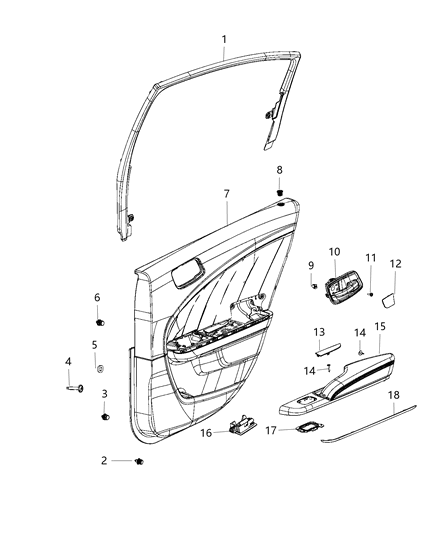2020 Dodge Charger Armrest, Red, Rear Passenger Side Diagram for 1VY70LR5AB