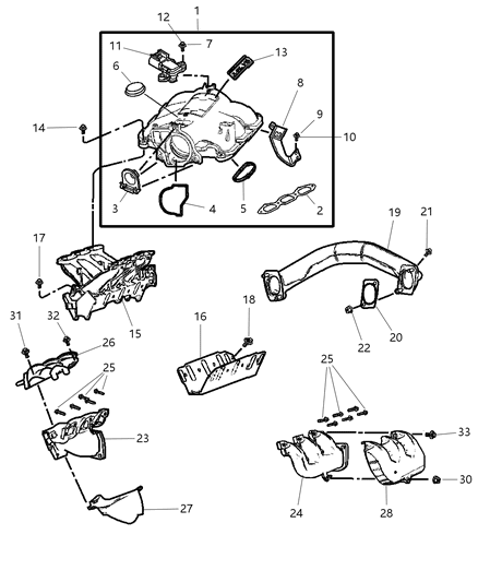 2002 Chrysler Town & Country Sensor Map Aluminum And Plastic Plenum Diagram for 56041018AB