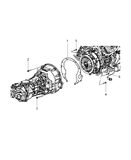 2013 Dodge Challenger Mounting Bolts of Manual Transmission Diagram