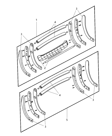 2001 Dodge Dakota Fascia Front Primed Diagram for 5018425AA