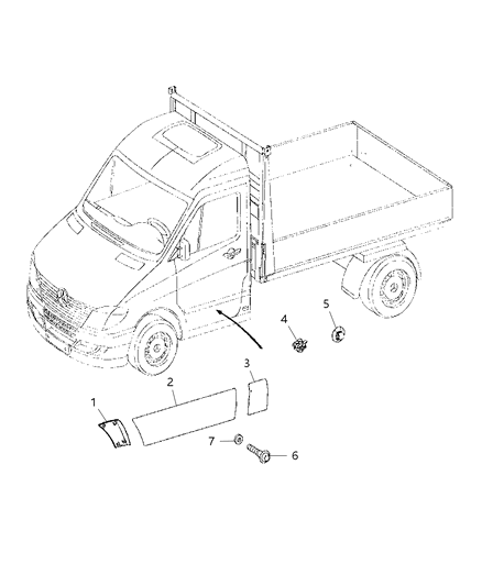 2009 Dodge Sprinter 3500 Exterior Ornamentation Moldings Diagram 2 - Thumbnail
