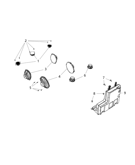 2019 Ram 1500 New Style Speakers, And Sub-Woofer Diagram 1 - Thumbnail
