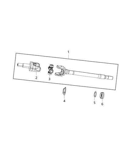 2011 Jeep Wrangler Shaft, Axle of Front Axle; Differential And Drive Line Diagram 1 - Thumbnail