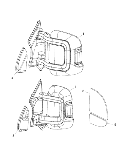 2017 Ram ProMaster 1500 Exterior Mirrors Diagram