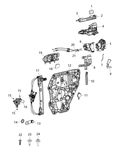 2021 Jeep Wrangler Rear Door - Hardware Components Diagram