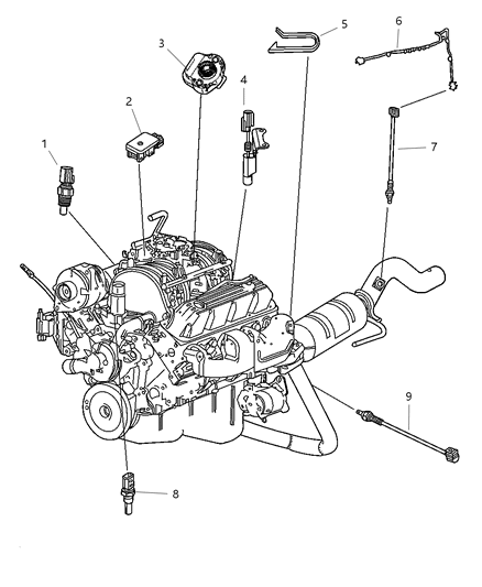 2002 Dodge Durango Sensors - Engine Diagram 2 - Thumbnail