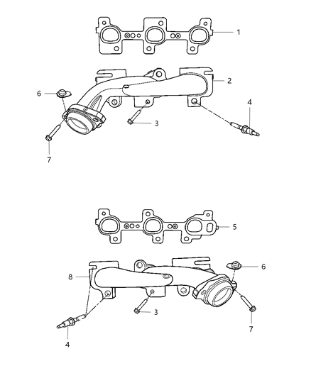 2007 Dodge Ram 1500 Exhaust Manifolds & Mounting Diagram 1 - Thumbnail