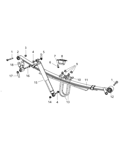 2011 Ram Dakota Spring Bushing, Rear Diagram for 52113552AC