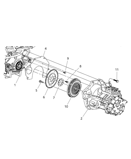 2005 Dodge Neon Transaxle Mounting & Related Parts of Manual Transmission Diagram