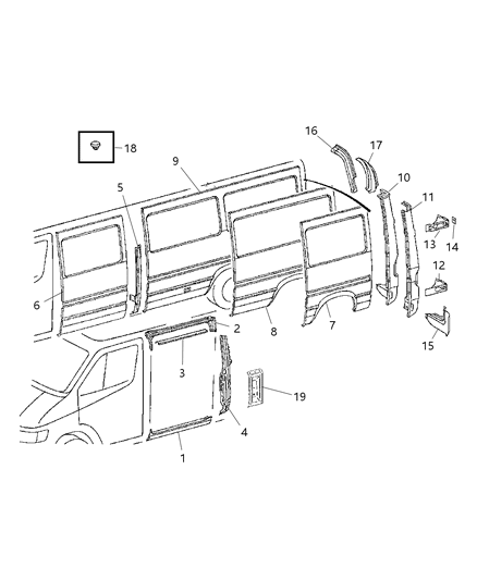 2006 Dodge Sprinter 2500 Left Side, Outer Panels Diagram