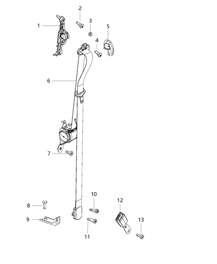 2020 Dodge Grand Caravan Seat Belts, Second Row Diagram 2 - Thumbnail