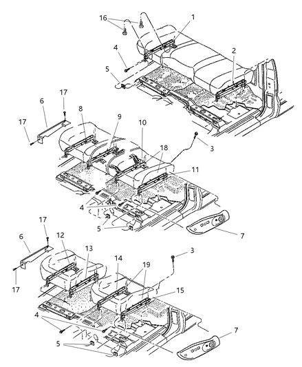 1999 Dodge Dakota Tow Hook Bolt Diagram for 6505381AA