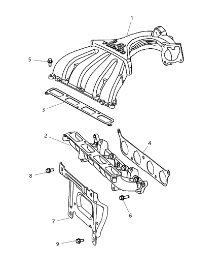 2006 Chrysler PT Cruiser Manifolds - Intake & Exhaust Diagram 4 - Thumbnail