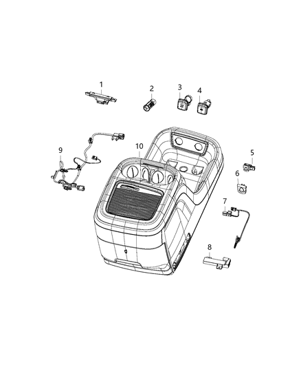 2019 Chrysler Pacifica Switch Console Diagram for 68312285AA